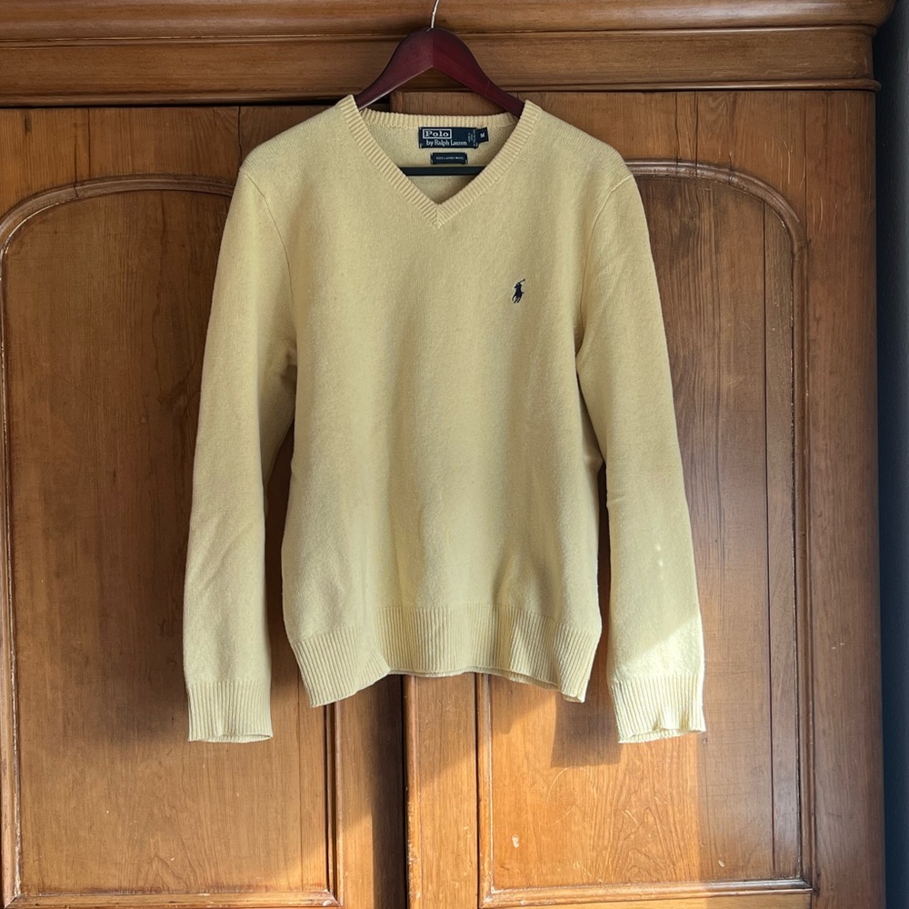 Polo by Ralph Lauren Men's Cream V-Neck Sweater